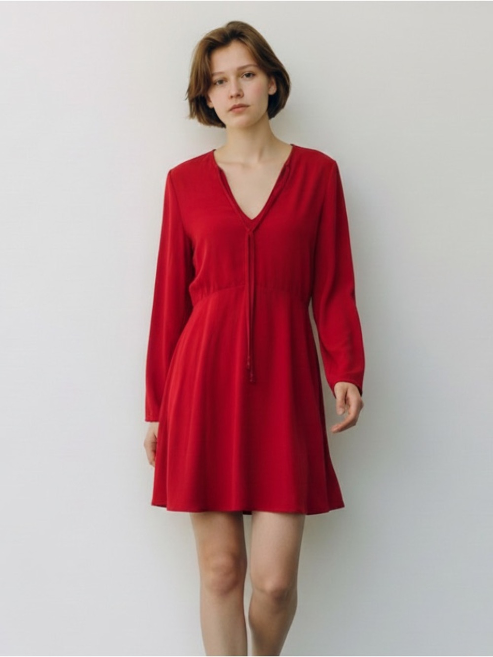 Sam Edelman Women's V-Neck Long Sleeve Dress, 10, Medium